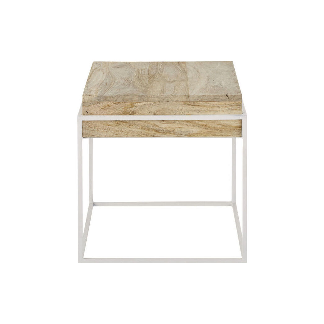 Side table in mango wood and white metal – image 2