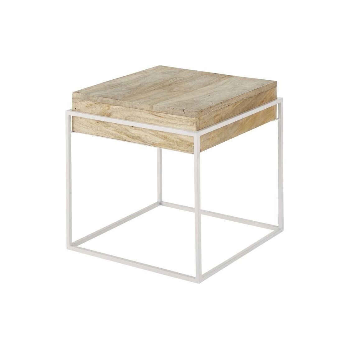 Side table in mango wood and white metal – image 1