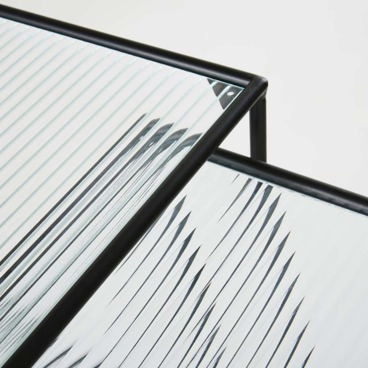 Black Metal and Wired Glass Side Tables (x2) – image 3