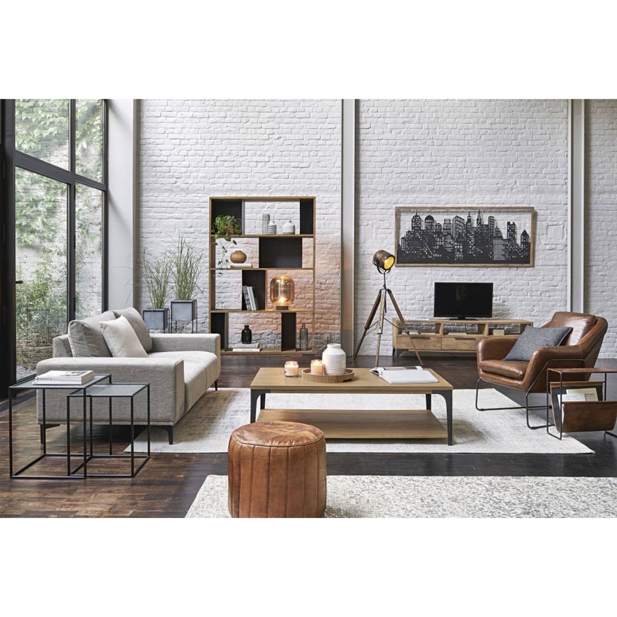 Black Metal and Wired Glass Side Tables (x2) – image 5