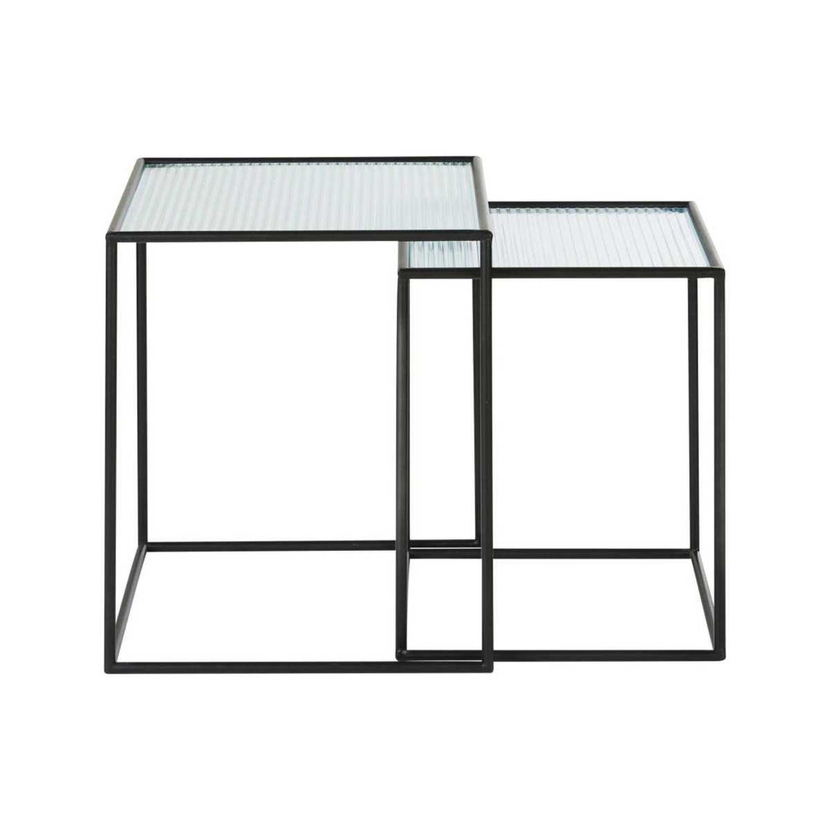 Black Metal and Wired Glass Side Tables (x2) – image 2