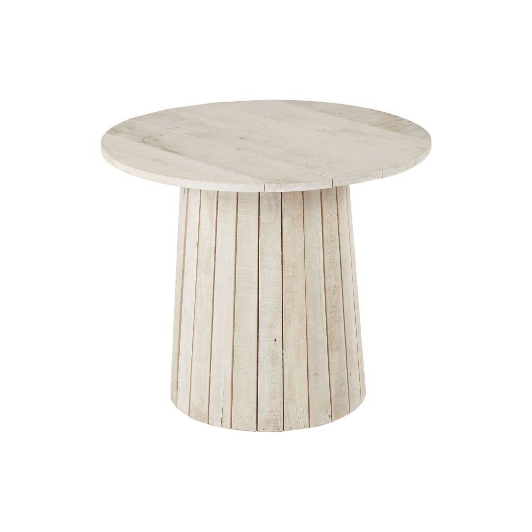 White oak and birch slatted side table – image 1