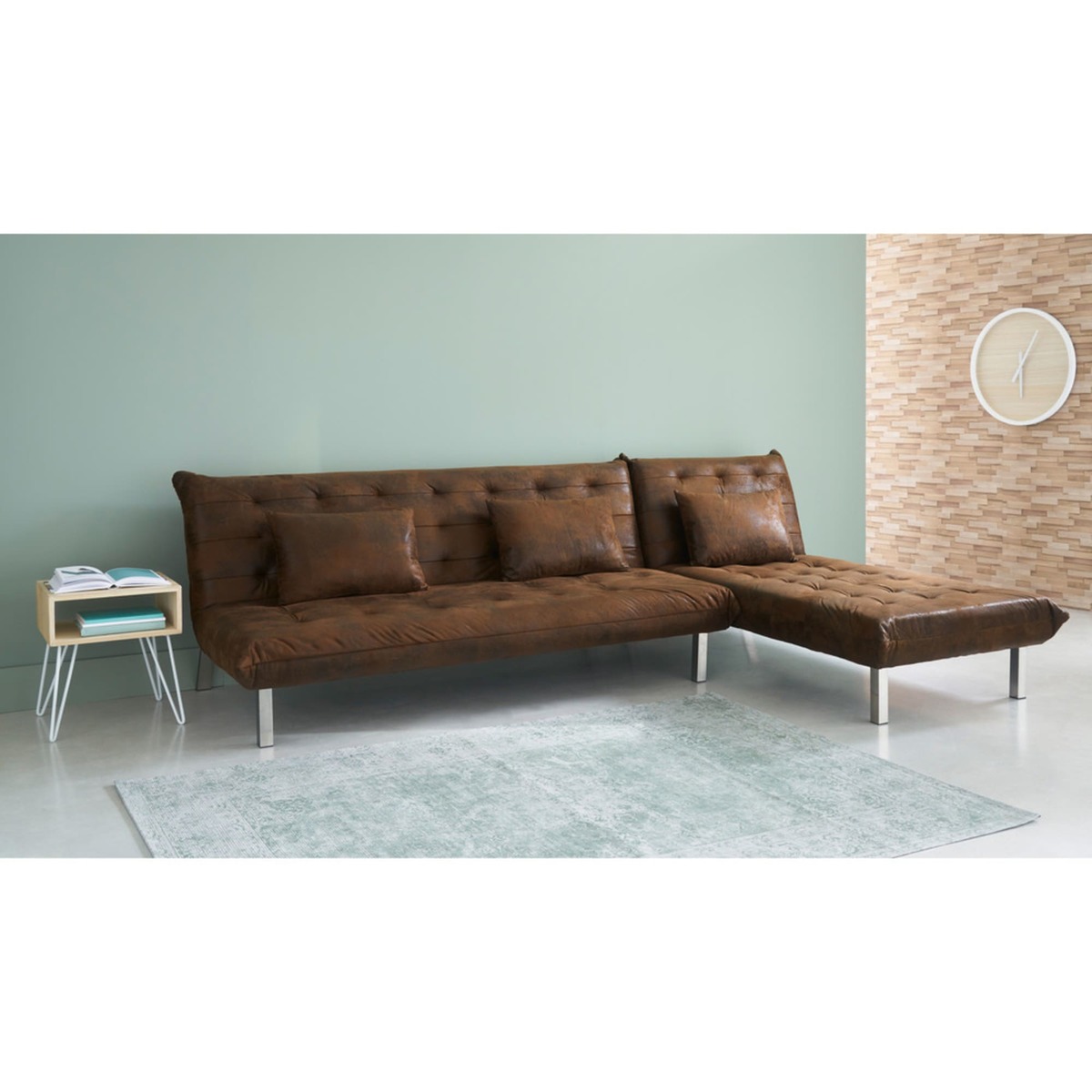 Paulownia and white metal end table – image 4