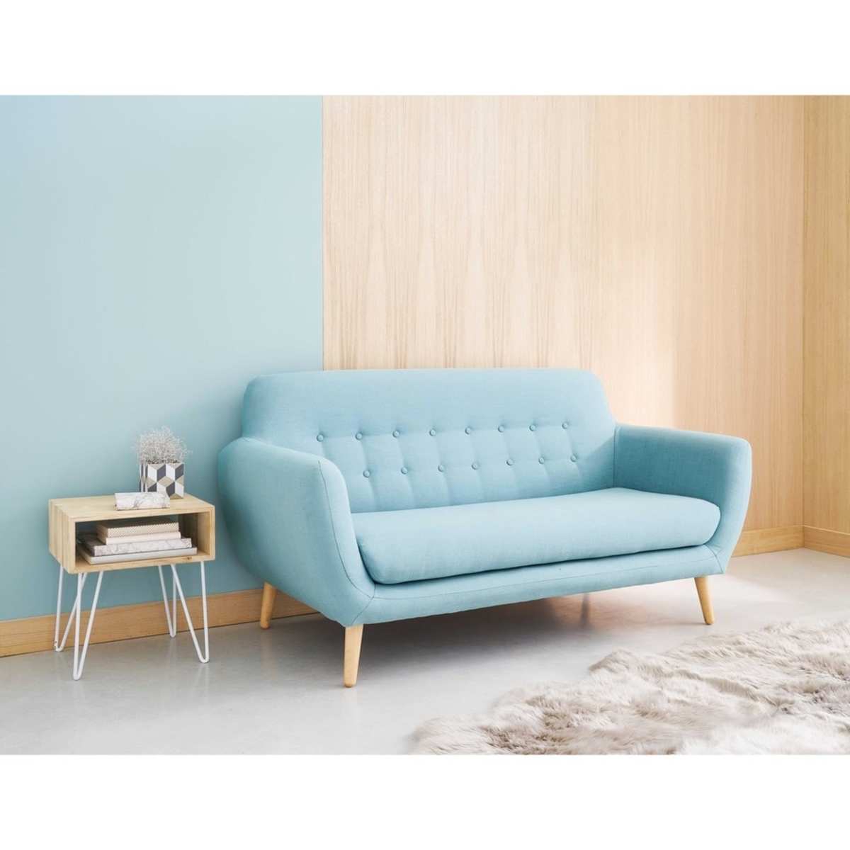 Paulownia and white metal end table – image 5