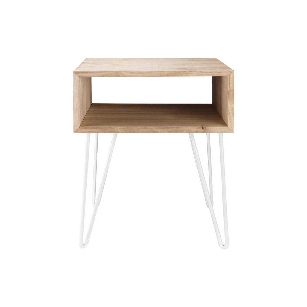 Paulownia and white metal end table – image 2
