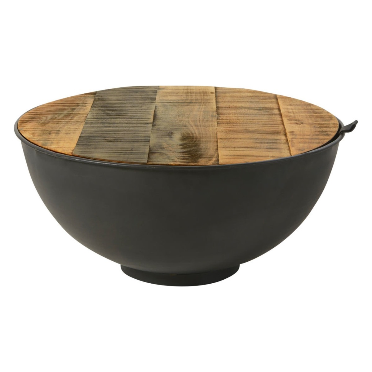 Anthracite Grey Metal and Mango Wood Side Table with Storage – image 1