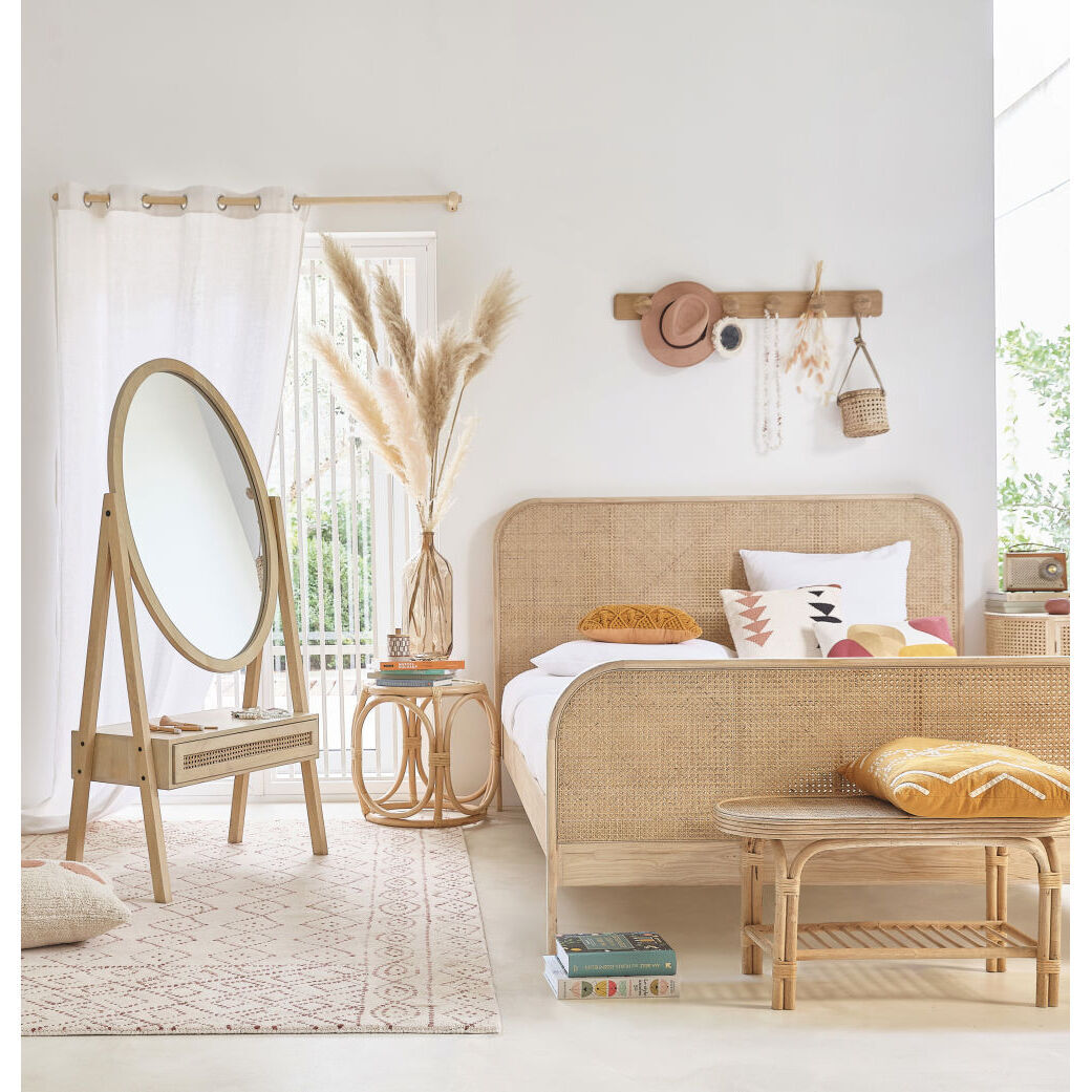 Rattan and glass side table – image 2