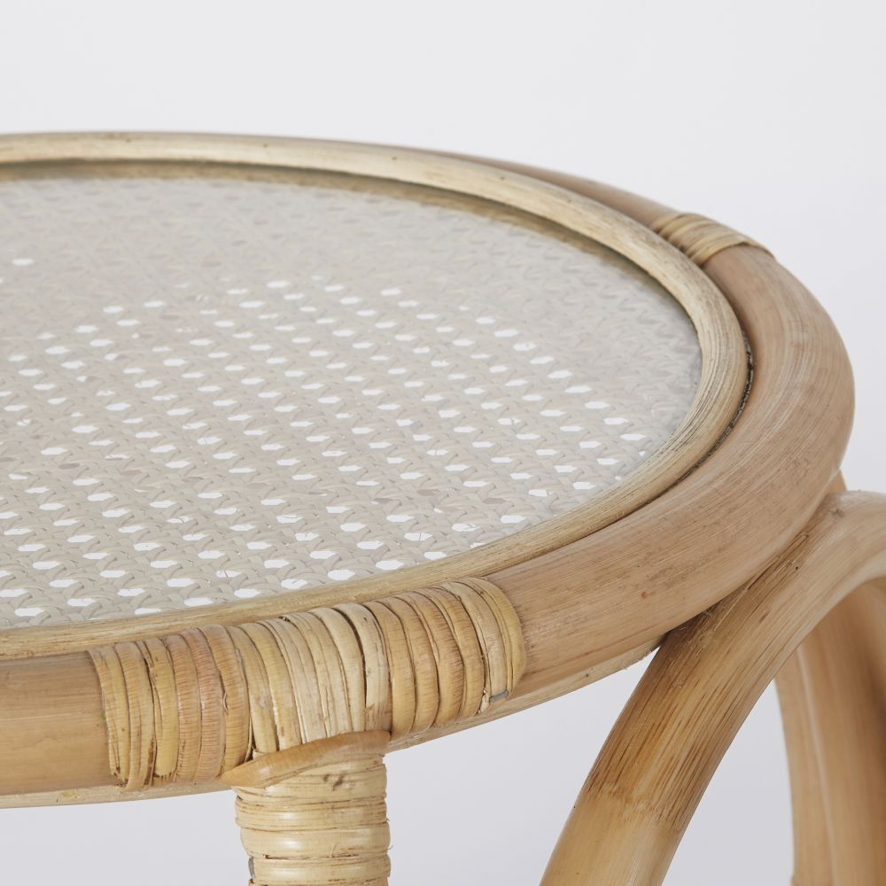Rattan and glass side table – image 3