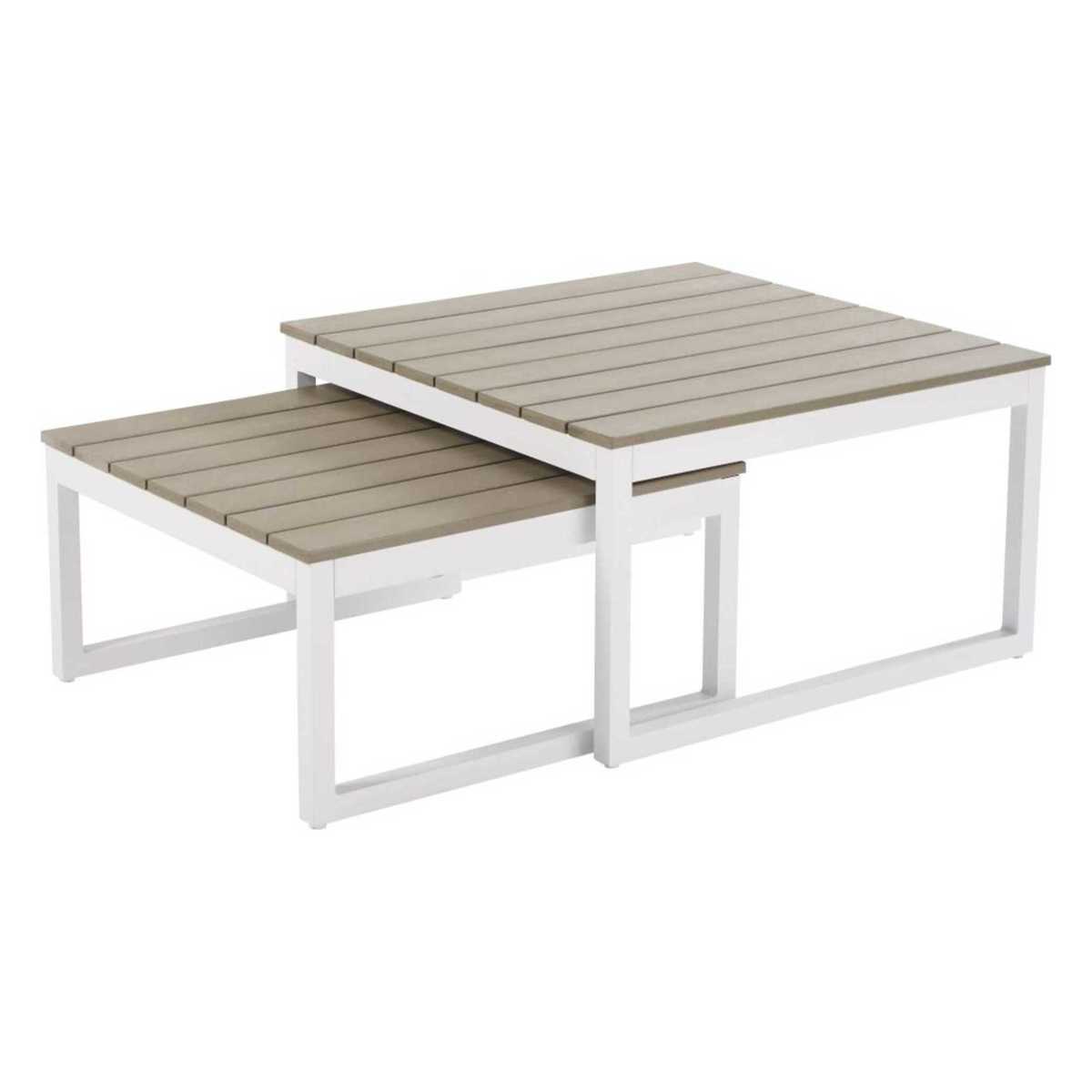 White Aluminium Garden Coffee Nest of Tables Escale – image 2