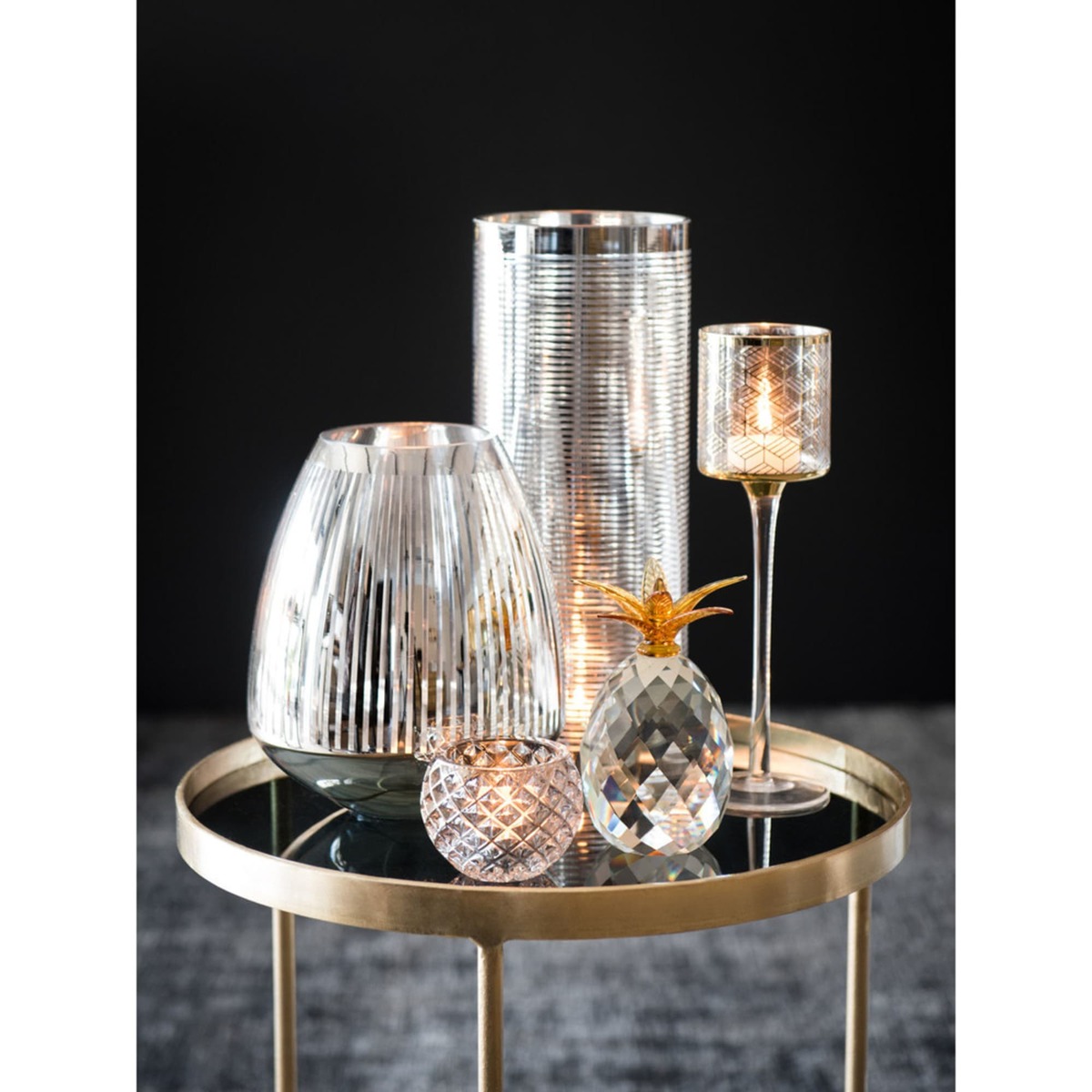2 Gold Metal and Glass Side Tables – image 7