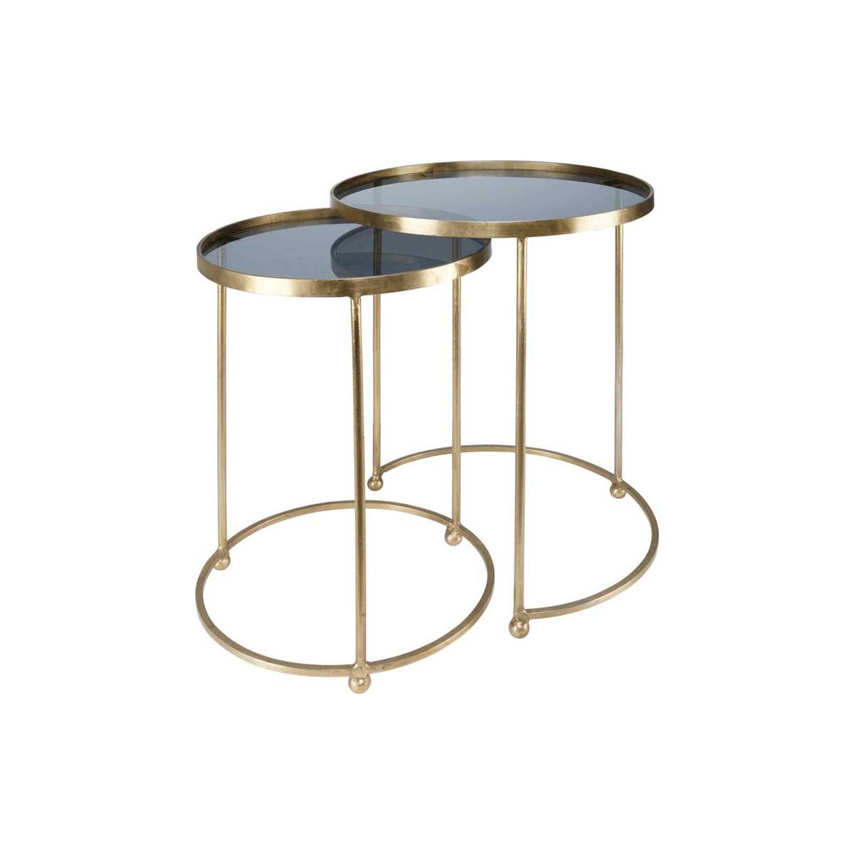 2 Gold Metal and Glass Side Tables – image 1