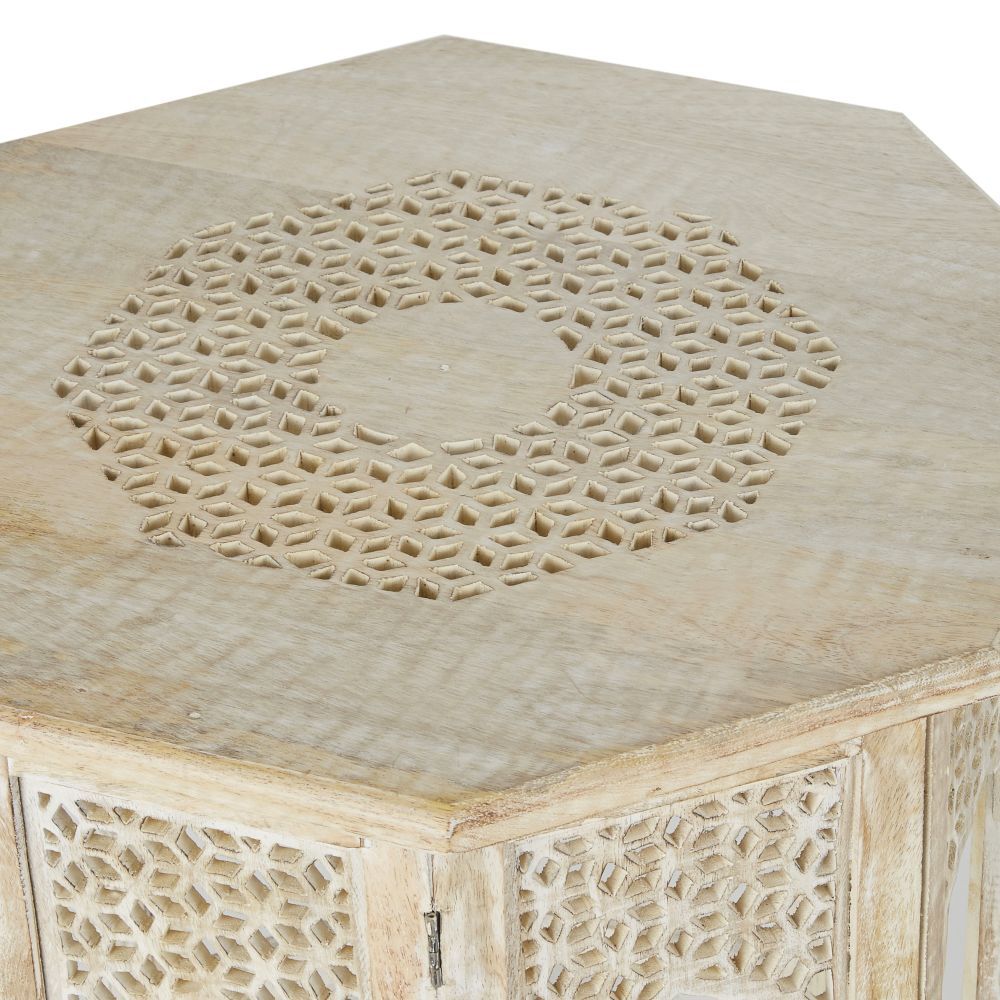 Carved mango wood side table – image 3