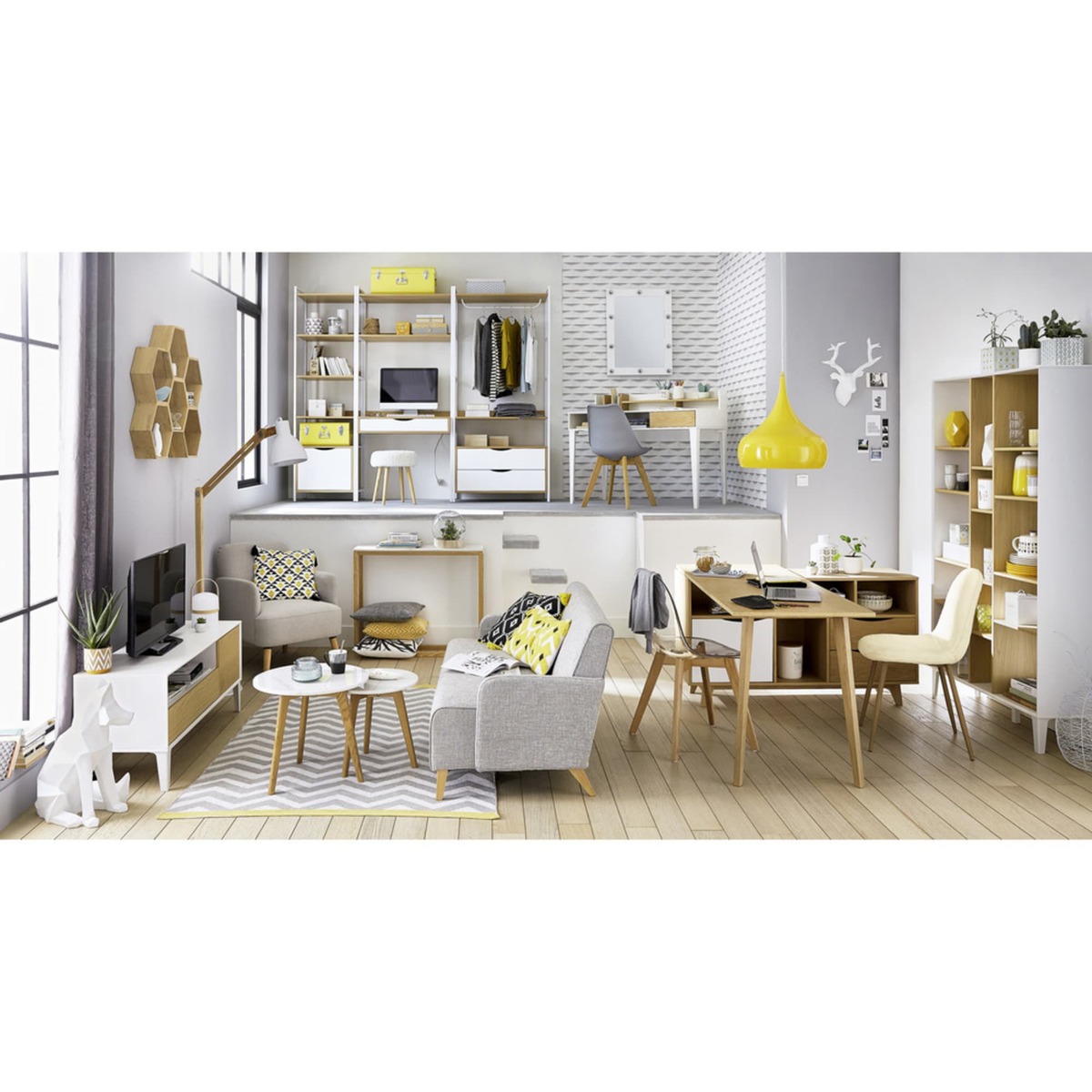 Marble and oak nest of tables Twins – image 6