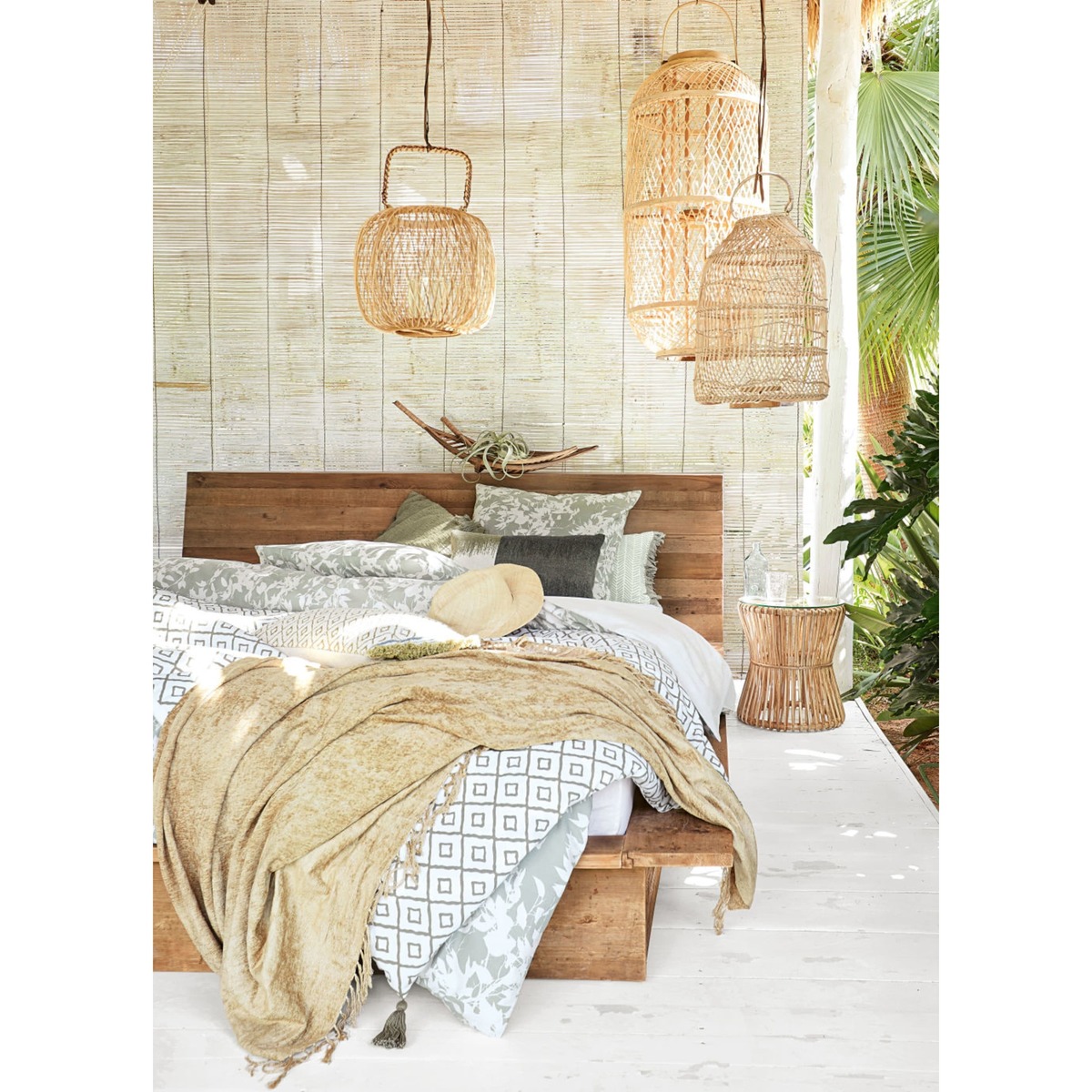 Bamboo Side Table with Glass Top – image 5