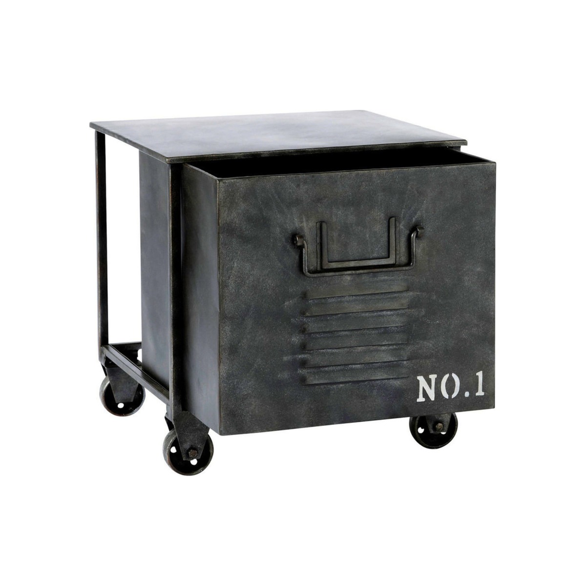 EDISON metal industrial side table on castors W 39cm – image 1