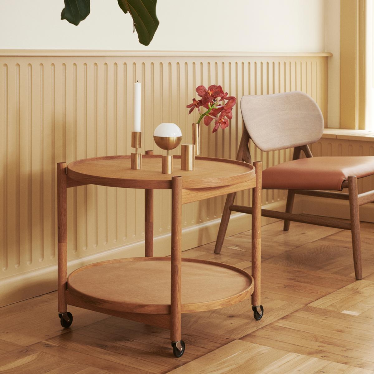 Brdr. Krüger Bølling Tray Table model 60 Stone oiled oak stand – image 2