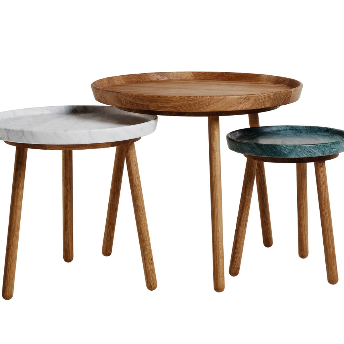 Stolab Tureen nesting table Marble white. ø52cm. natural oiled oak legs – image 2
