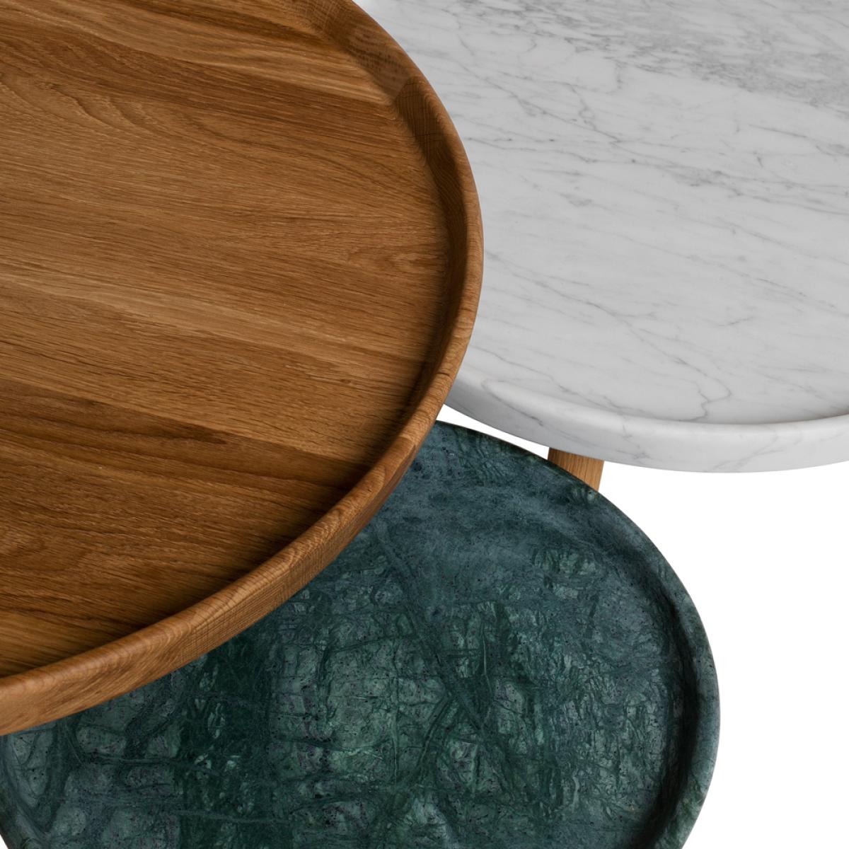 Stolab Tureen nesting table Marble white. ø52cm. natural oiled oak legs – image 3