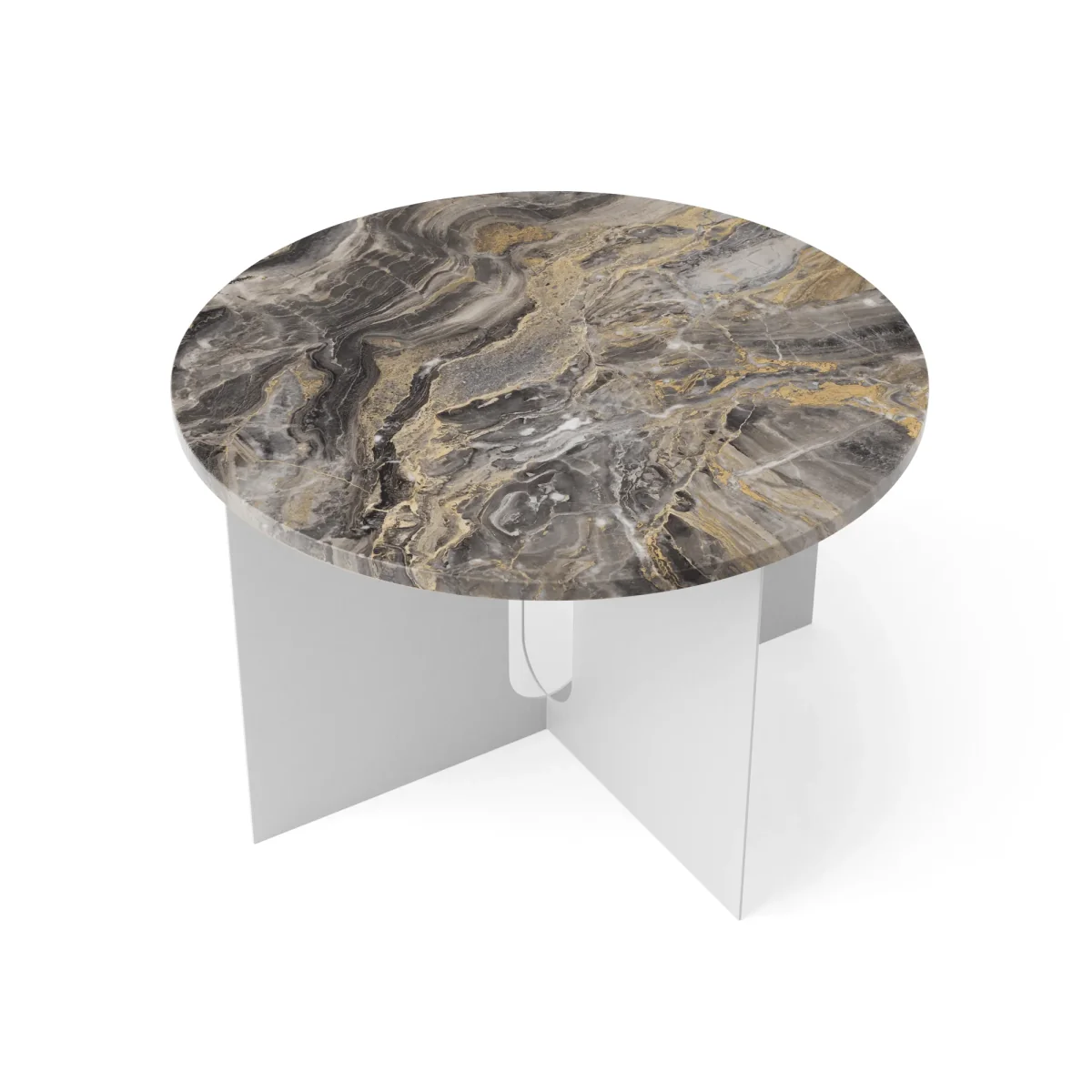Audo Copenhagen Androgyne side table Grey Galaxy marble-brushed steel Ø65 cm – image 5