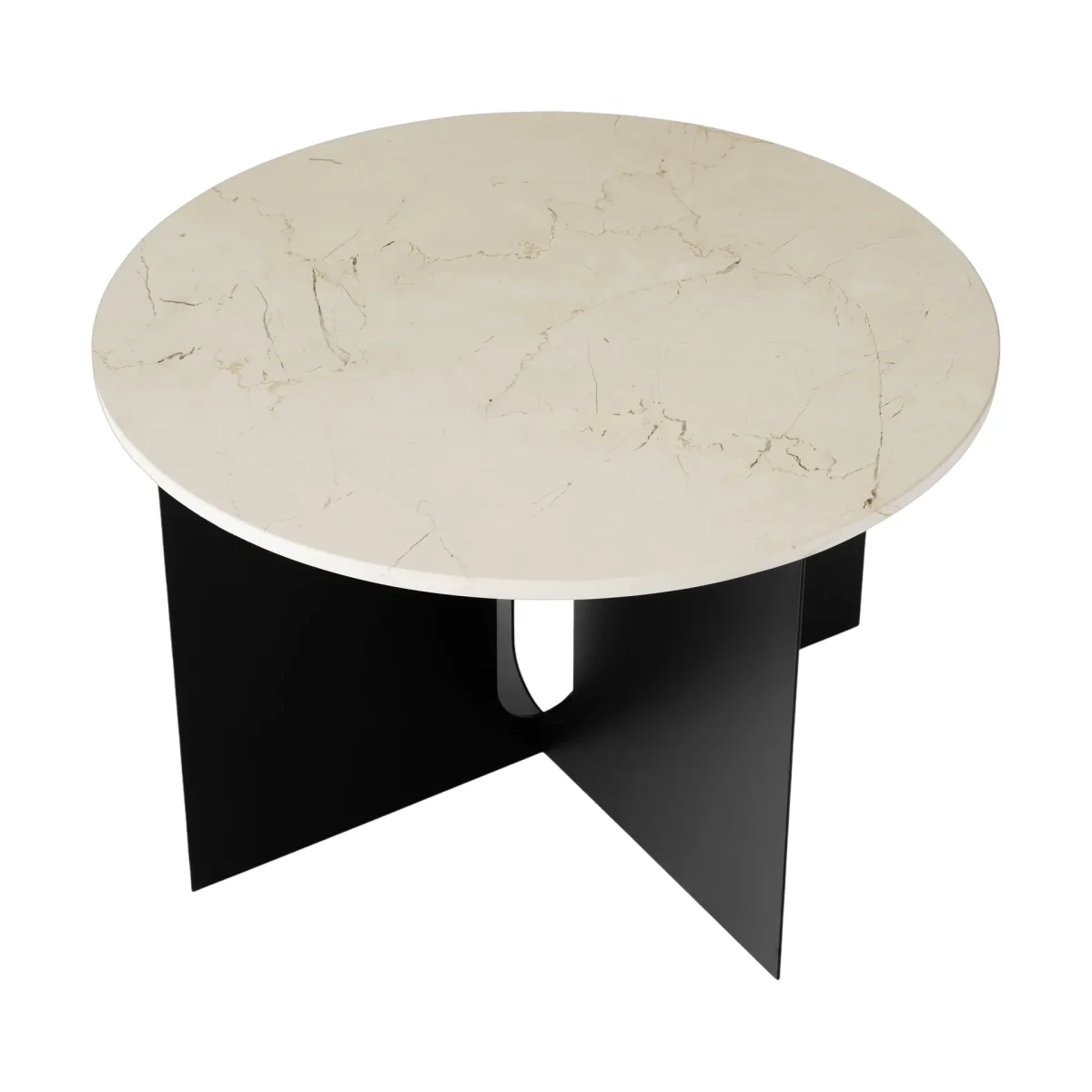 Audo Copenhagen Androgyne side table Crystal Rose marble-black steel Ø65 cm – image 4