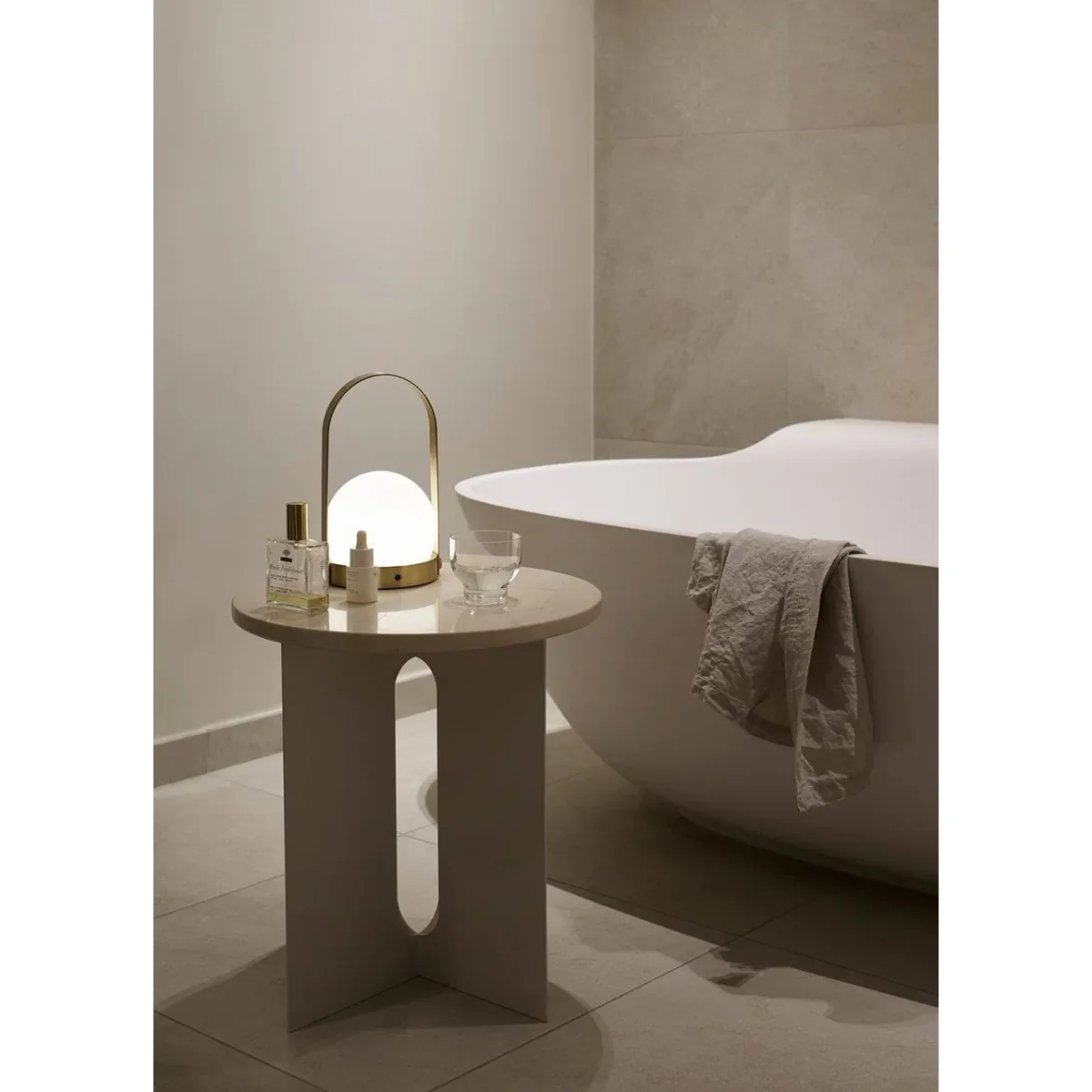 Audo Copenhagen Androgyne side table Calacatta Viola marble-brushed steel Ø42 cm – image 2