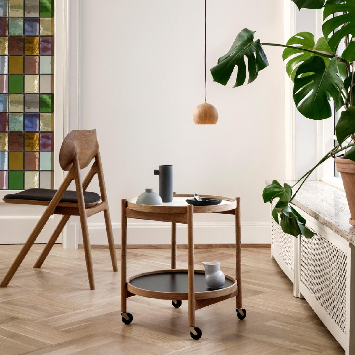 Brdr. Krüger Bølling Tray Table model 50 Stone smoke oiled oak stand – image 3