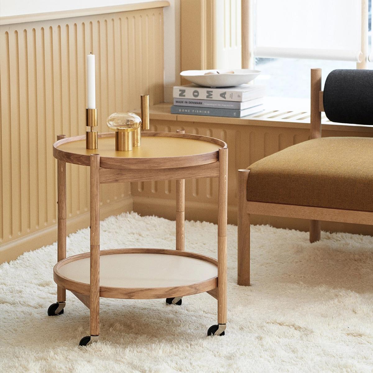Brdr. Krüger Bølling Tray Table model 50 Stone smoke oiled oak stand – image 7