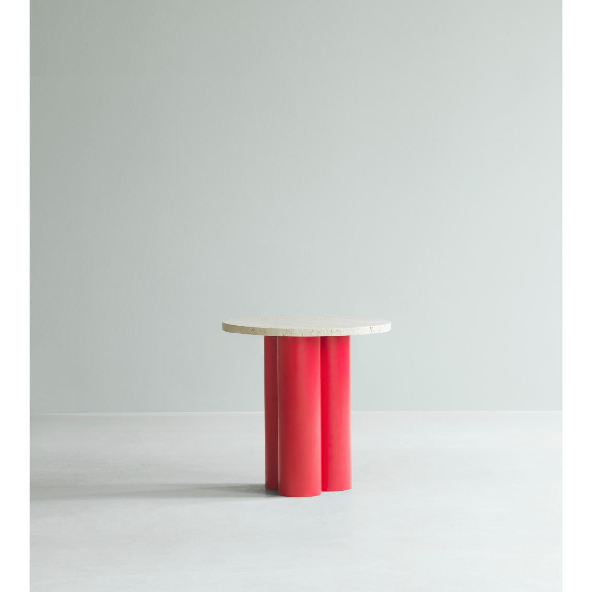 Normann Copenhagen Dit side table Ø40 cm Travertine Light-bright red – image 2