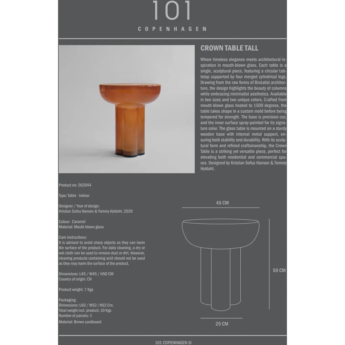 101 Copenhagen Crown side table tall Ø45 cm Caramel – image 2