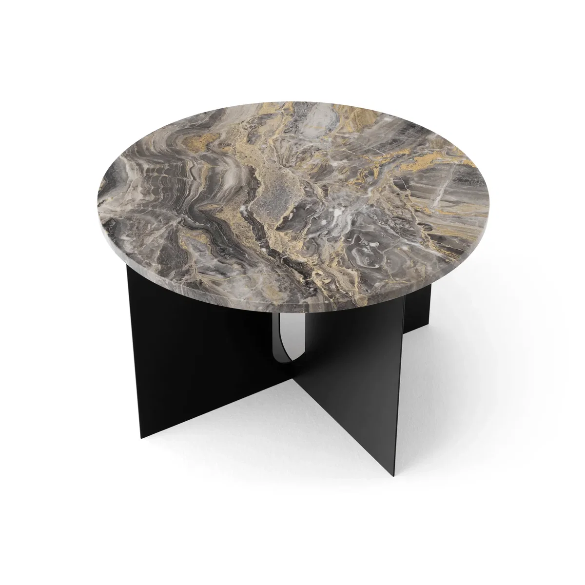 Audo Copenhagen Androgyne side table Grey Galaxy marble-black steel Ø65 cm – image 2