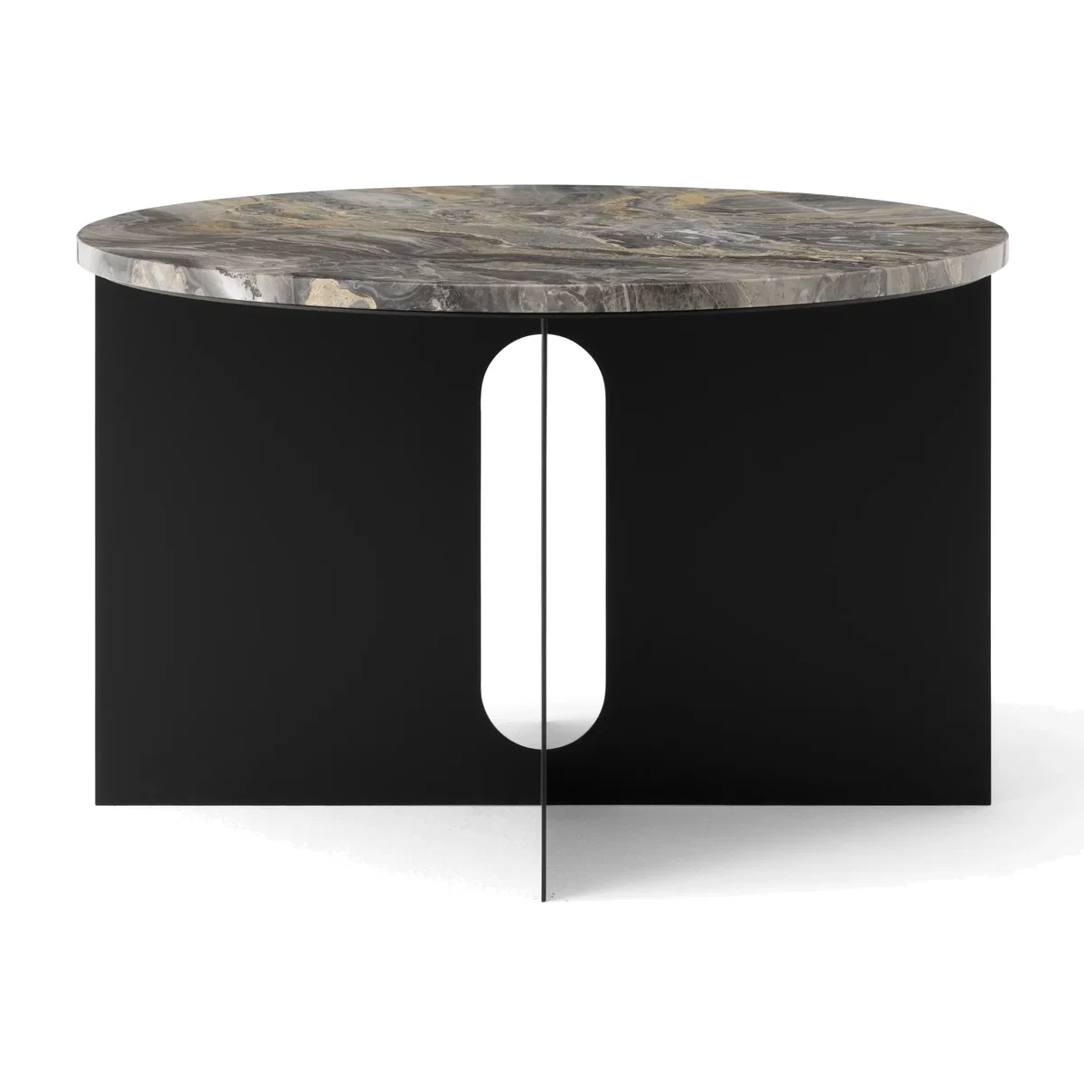 Audo Copenhagen Androgyne side table Grey Galaxy marble-black steel Ø65 cm – image 1