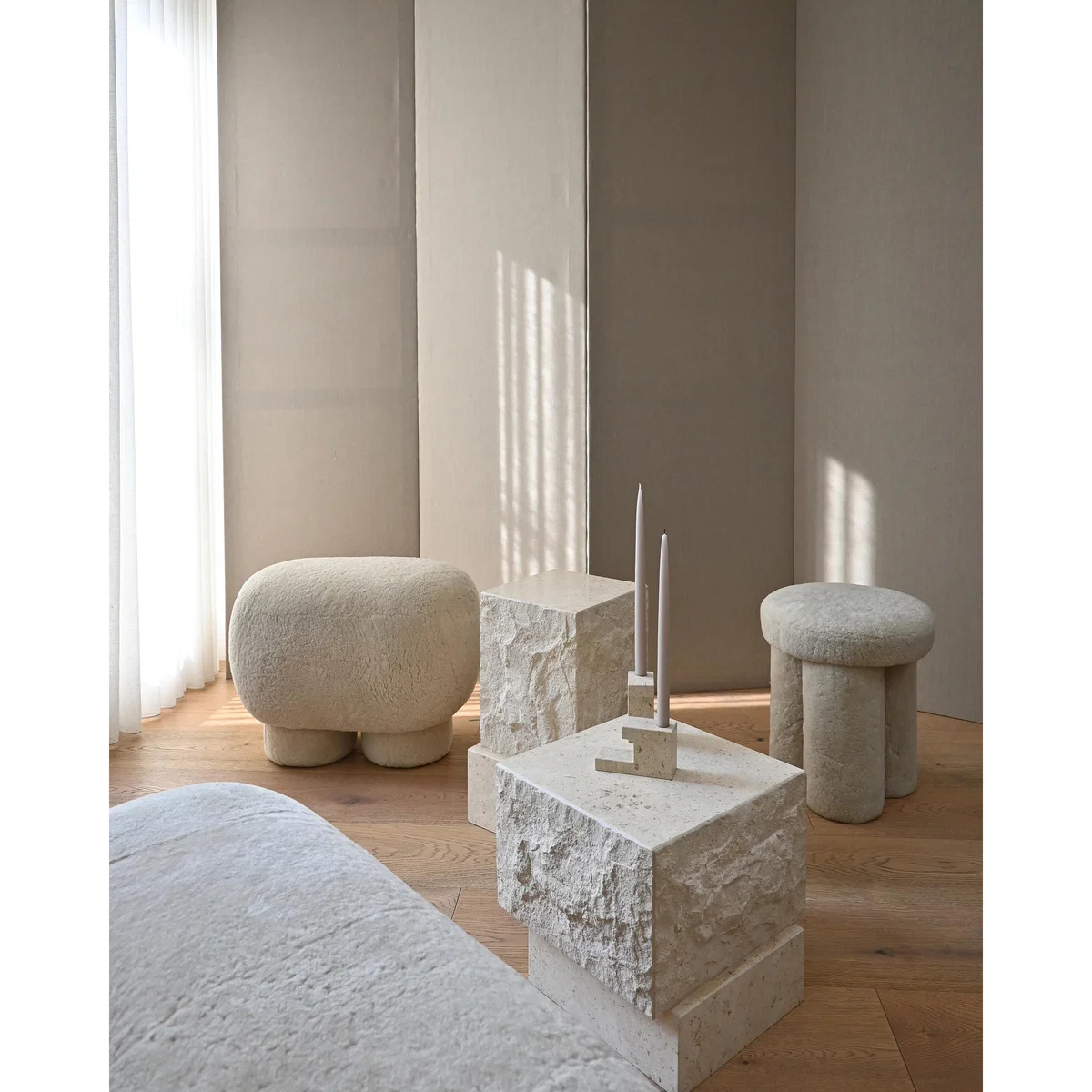 101 Copenhagen Temple side table low 42x40 cm Chrome-limestone – image 5