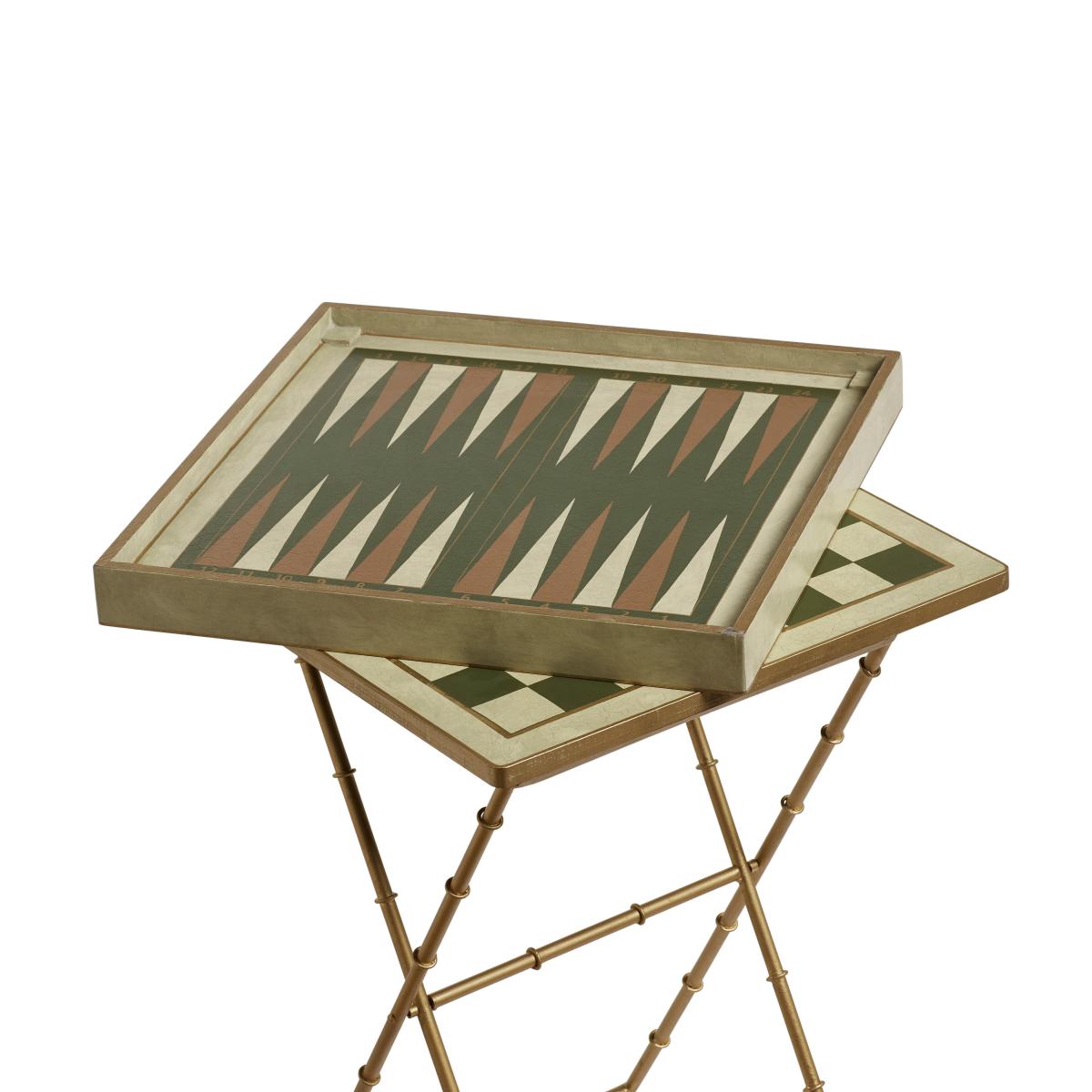 OKA, Capablanca Games Table - Green/Gold, Side Table – image 5