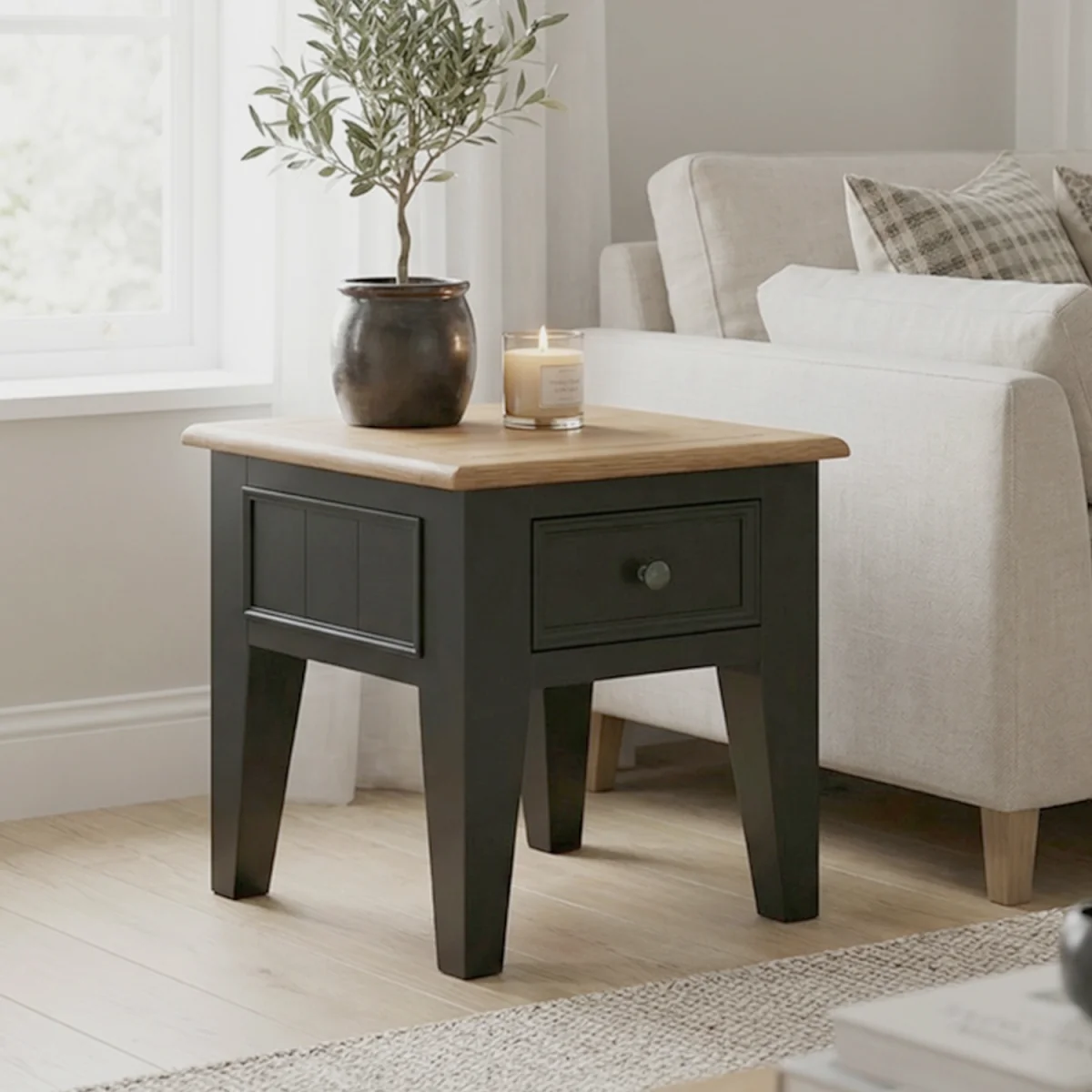 Charlton Oak and Black Painted Lamp Table – image 2
