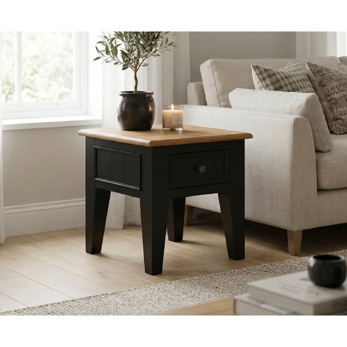 Charlton Oak and Black Painted Lamp Table – image 3