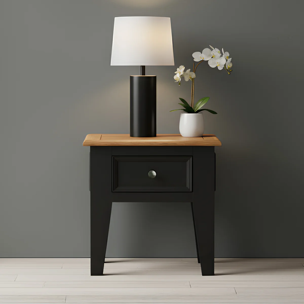 Charlton Oak and Black Painted Lamp Table – image 1