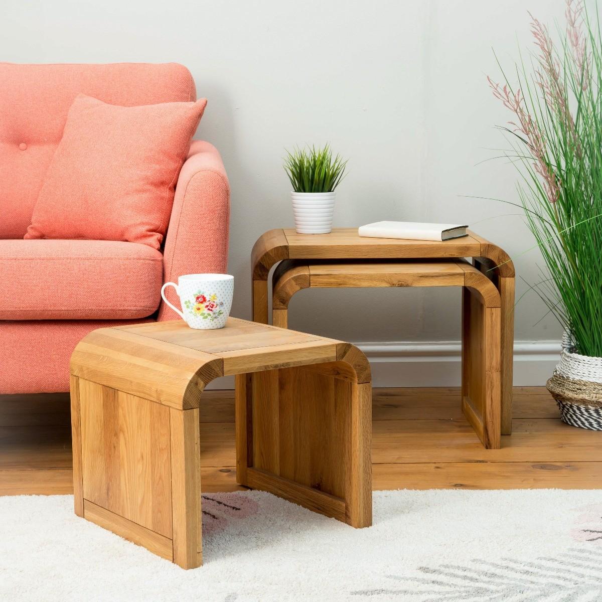 Modern Oak Living Nest of 3 Tables – image 2