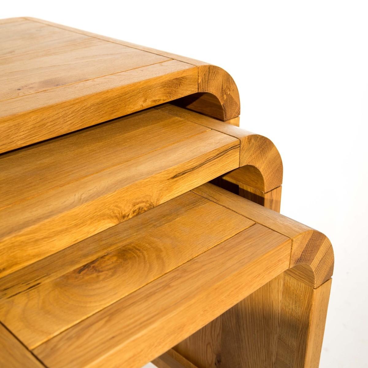 Modern Oak Living Nest of 3 Tables – image 11