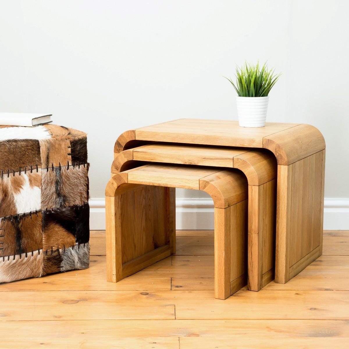 Modern Oak Living Nest of 3 Tables – image 3