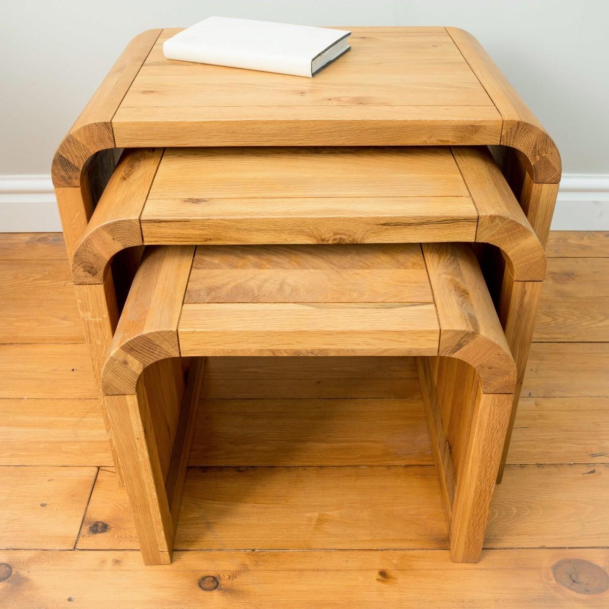 Modern Oak Living Nest of 3 Tables – image 4