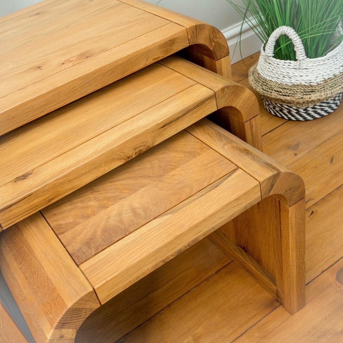 Modern Oak Living Nest of 3 Tables – image 5
