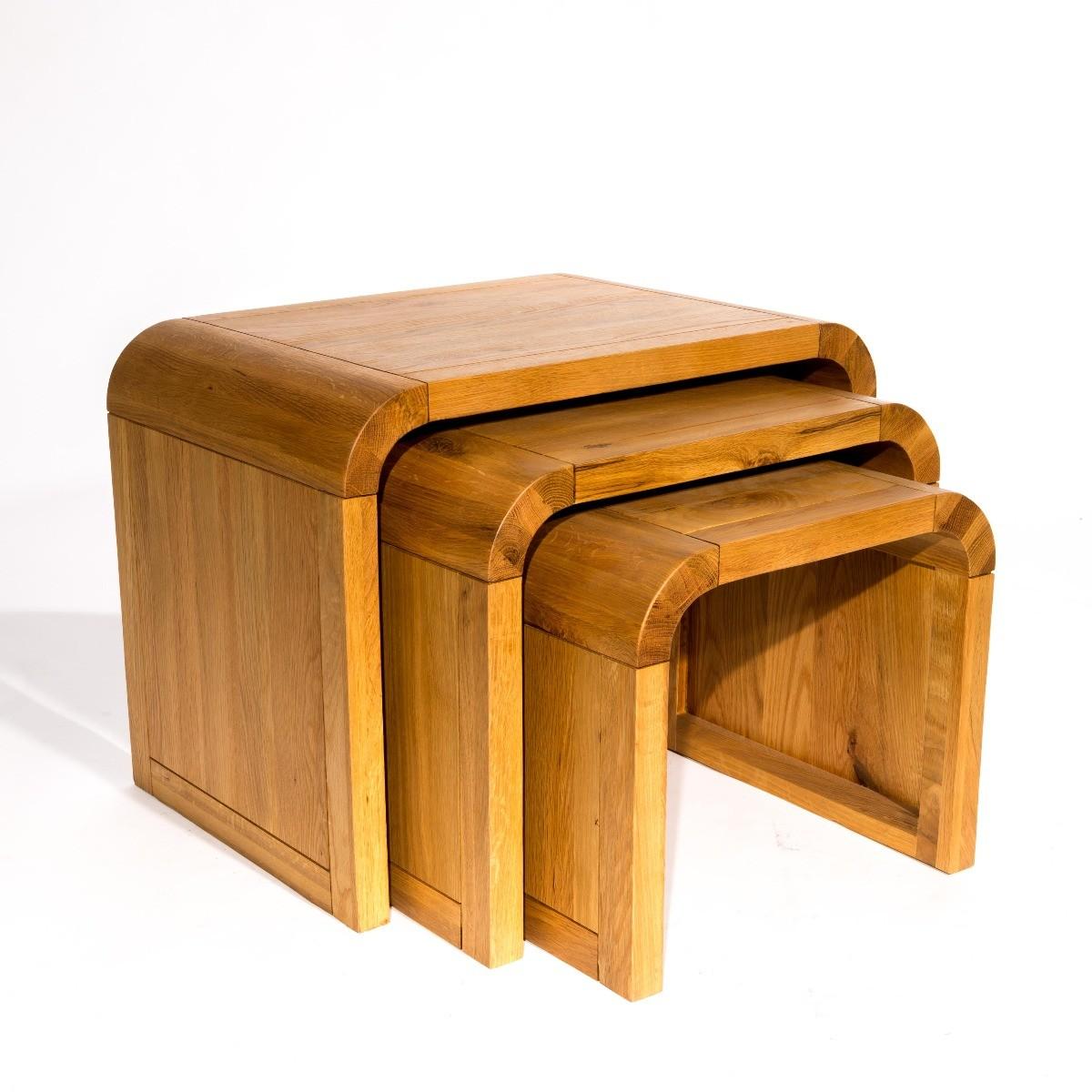 Modern Oak Living Nest of 3 Tables – image 6