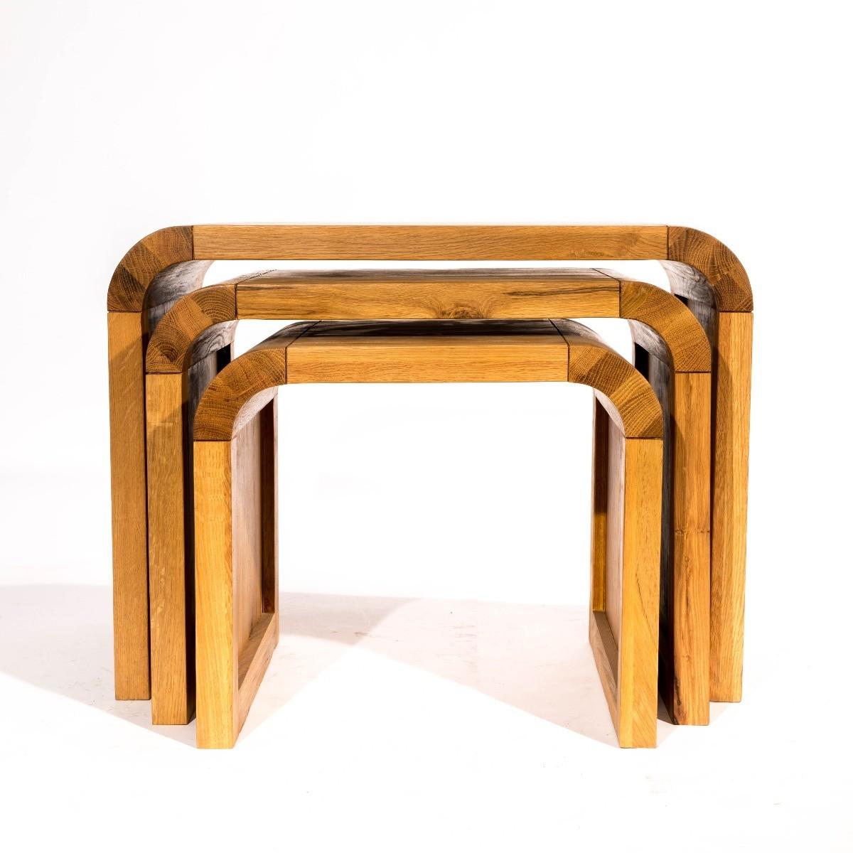 Modern Oak Living Nest of 3 Tables – image 7