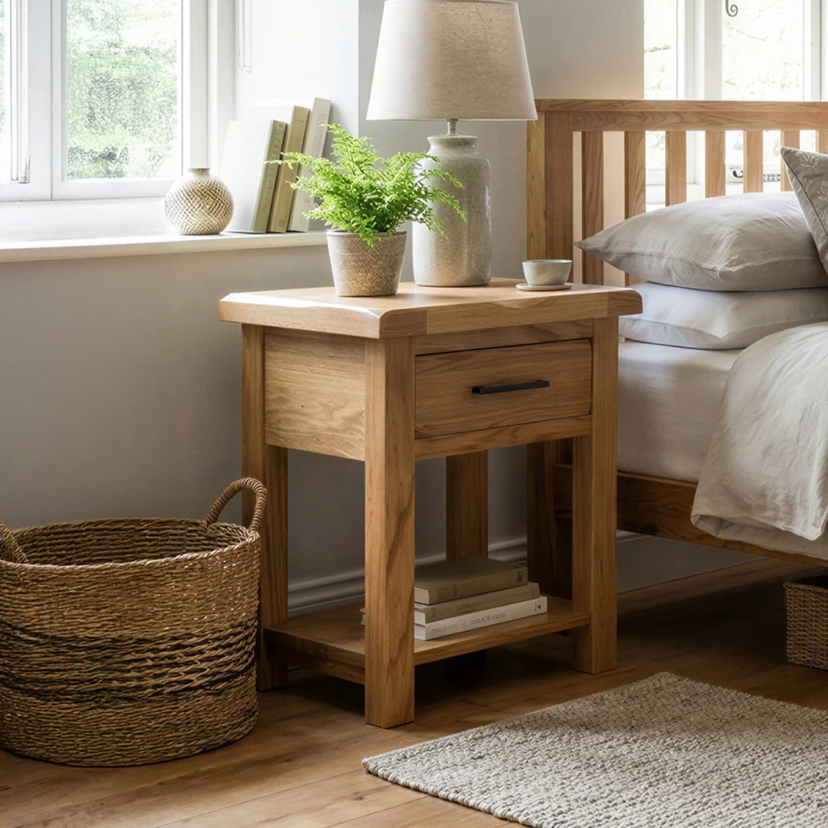 Harrogate Rustic Solid Oak Lamp Table – image 2
