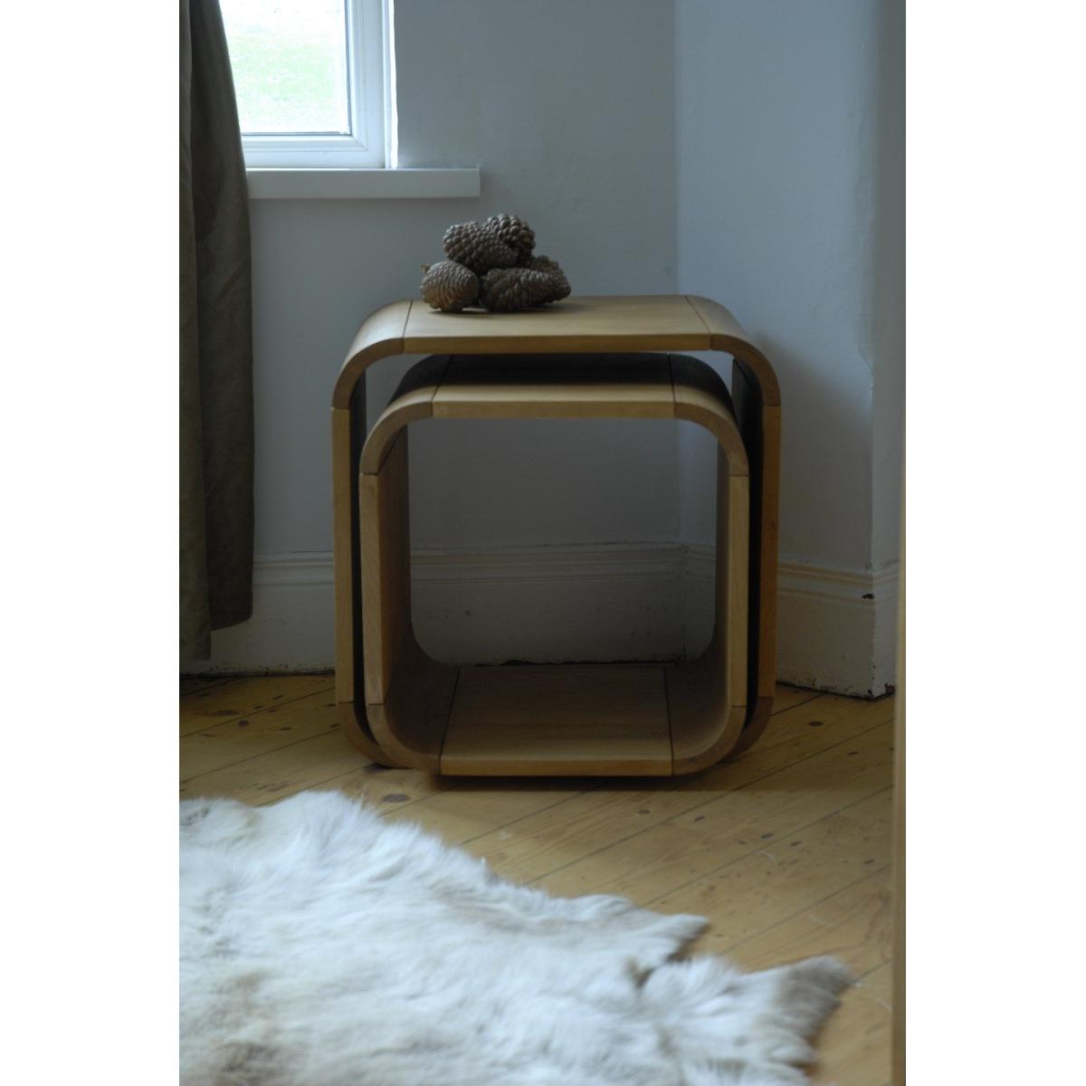 Modern Oak Living Set of 2 Cubes /Side Tables – image 2