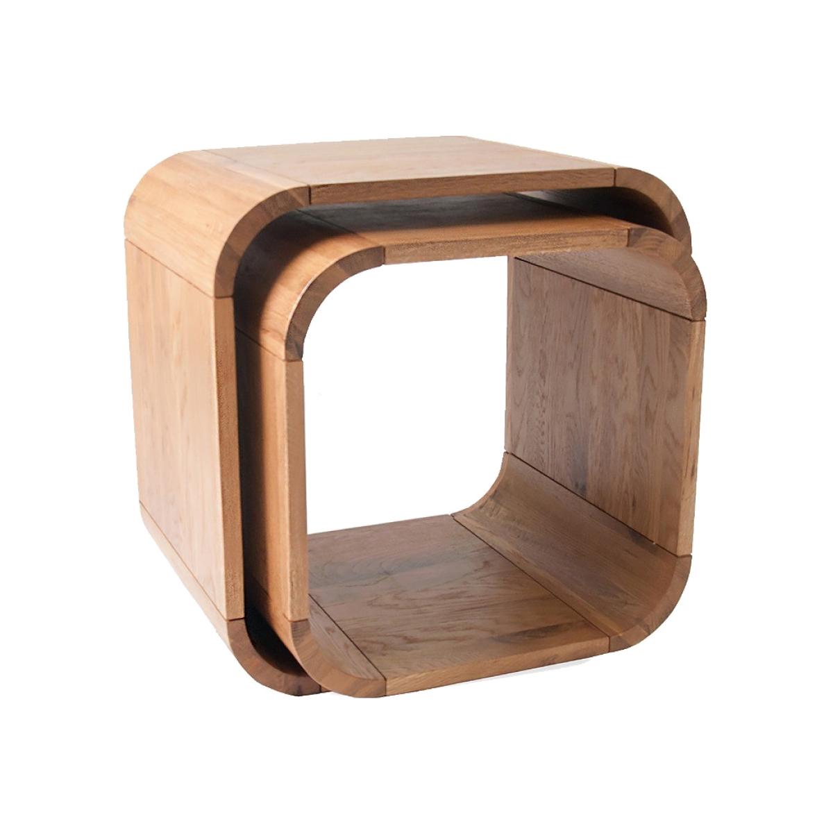 Modern Oak Living Set of 2 Cubes /Side Tables – image 1