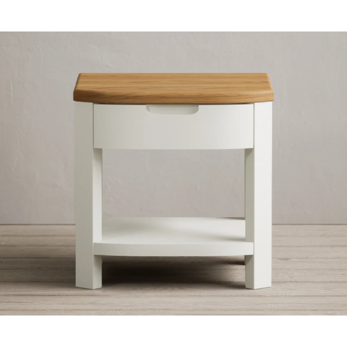 Bradwell Oak and Signal White Painted 1 Drawer Lamp Table – image 4