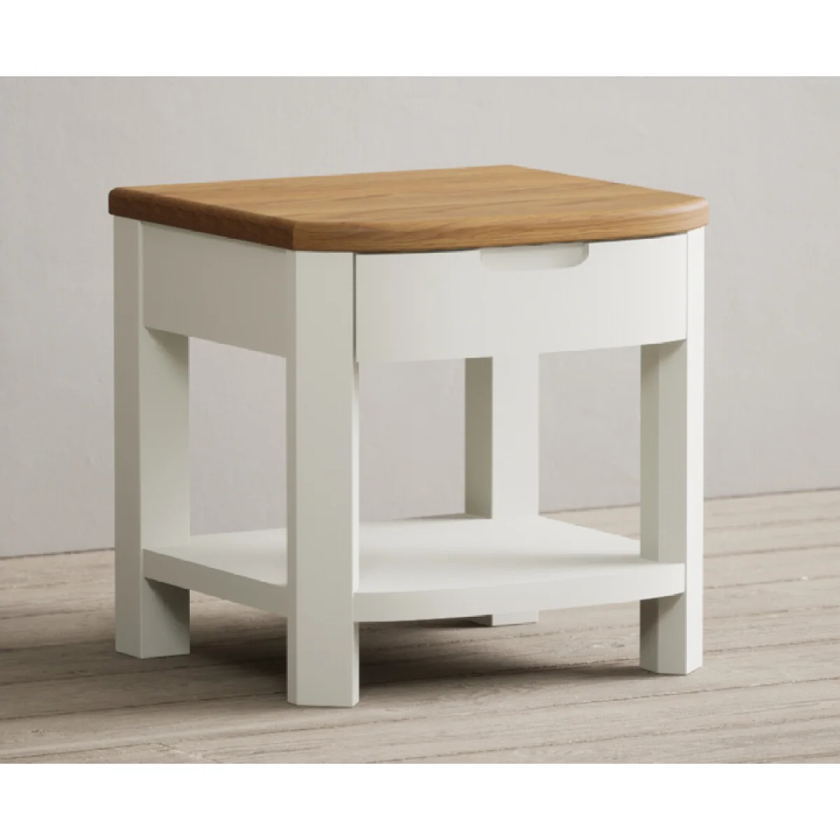 Bradwell Oak and Signal White Painted 1 Drawer Lamp Table – image 5