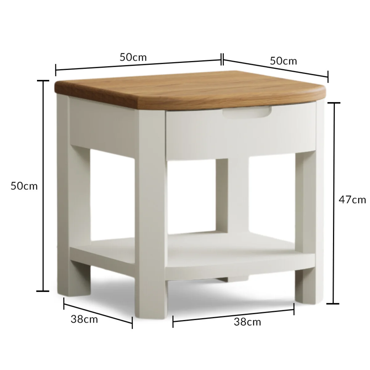 Bradwell Oak and Signal White Painted 1 Drawer Lamp Table – image 7
