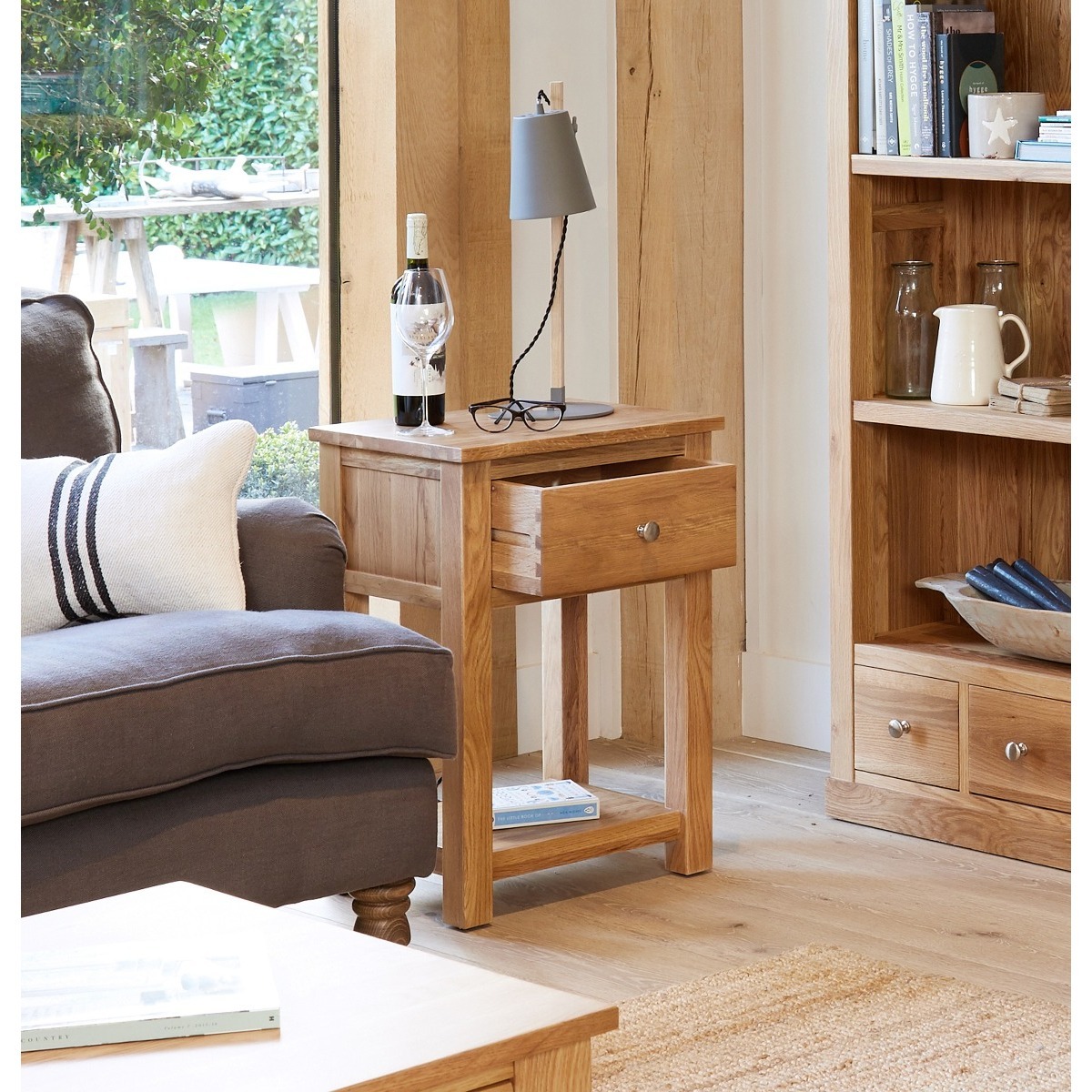 Rhone Solid Oak One Drawer Side Table – image 2